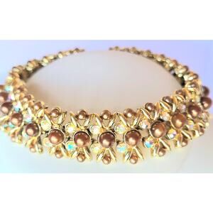 Kramer Vintage Bracelet EXQUISITE Vintage Faux Pearls Rhinestone 1950s 1960s MCM
